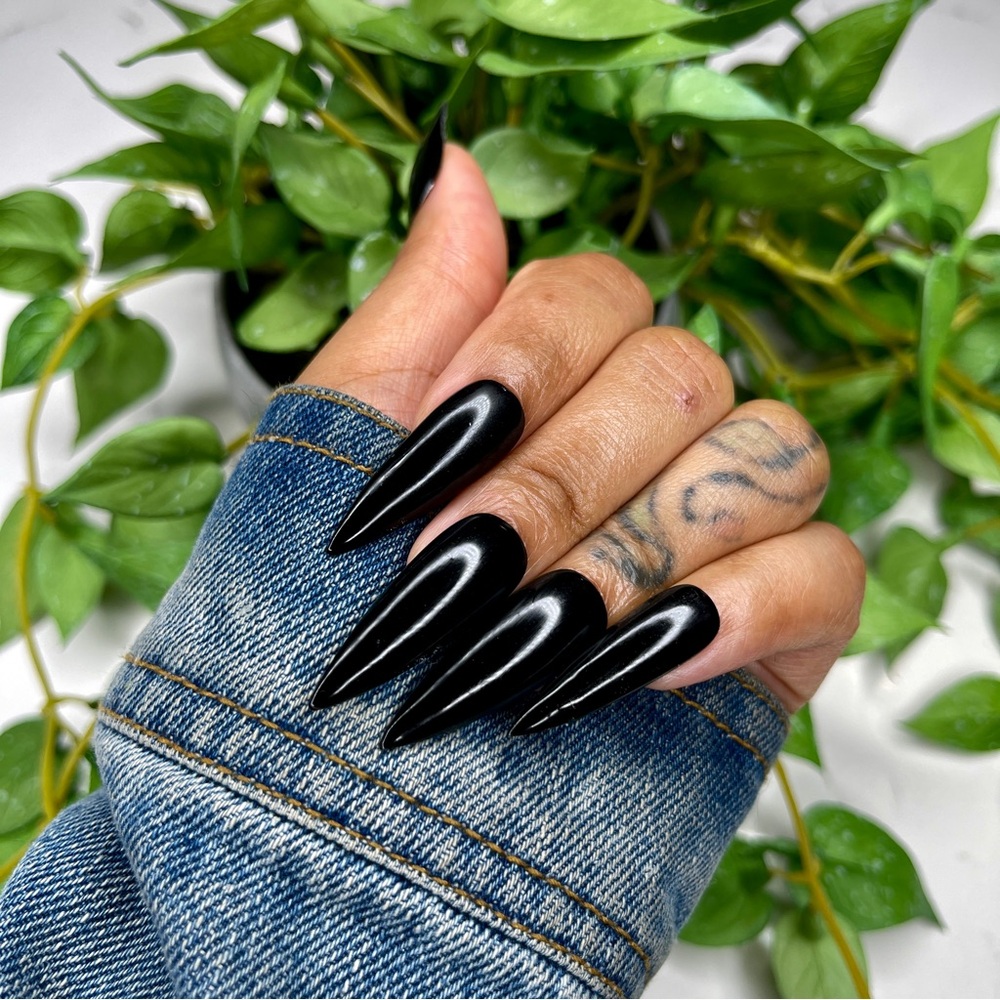 Pitch Black | black | press on nails ( Handmade ) - Picture 10 of 10